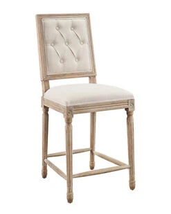 Avalon Linen Tufted Square Back Counter Stool Home