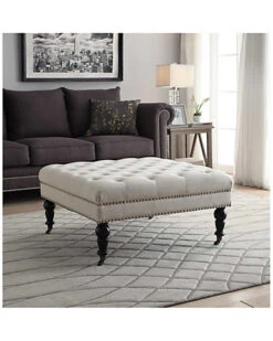 Isabelle Natural Square Tufted Ottoman Home -Linon 3050290763 RLLD 2
