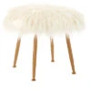Arlo Cream Fur Stool Home -Linon 3050297362 RLLD 1