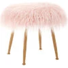 Arlo Pink Fur Stool Home -Linon 3050297363 RLLD 1