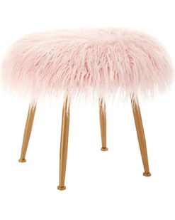 Arlo Pink Fur Stool Home