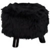 Black Faux Fur Foot Stool Home -Linon 3050376503 RLLD 1