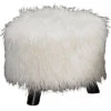 White Faux Fur Foot Stool Home -Linon 3050376504 RLLD 1