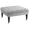 Tess Gray Velvet Square Ottoman Home