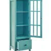 Argo Antique Turquoise Glass Door Cabinet Home -Linon 3050491253 RLLD 1