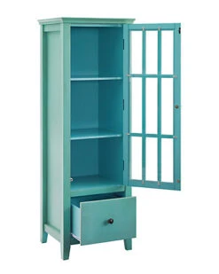 Argo Antique Turquoise Glass Door Cabinet Home