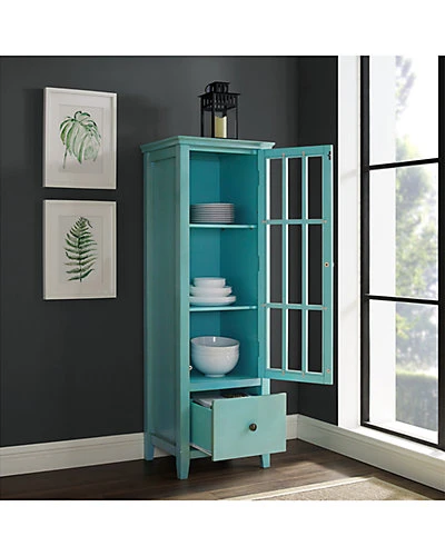 Argo Antique Turquoise Glass Door Cabinet Home 4 Argo Antique Turquoise Glass Door Cabinet Home - Image 2