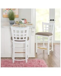 La White Upholstered Counter Stools Set Of 2 Home -Linon 3050590824 RLLD 5
