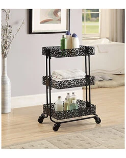 Black Metal Three Tier Cart Home -Linon 3050634748 RLLD 2