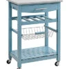 Clarke Blue Kitchen Cart Home -Linon 3050634765 RLLD 1