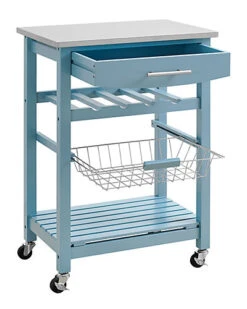 Clarke Blue Kitchen Cart Home -Linon 3050634765 RLLD 3
