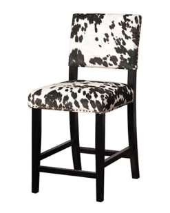 Clayton Black Cow Print Counter Stool Home