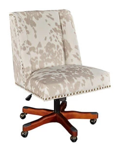 Dobby Linen Cow Print Office Chair Home