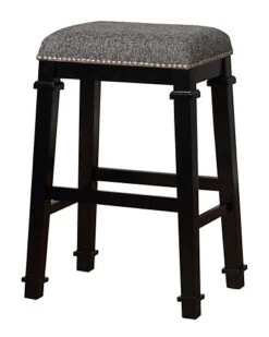 Kyley Black And White Tweed Backless Bar Stool Home