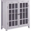 Slie Gray Double Door Cabinet Home -Linon 3050634808 RLLD 1