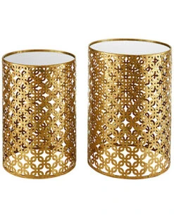 Set Of 2 Round Gold Nested Tables With Mirror Tops Home