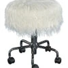 Tillie White Faux Fur Stool Home -Linon 3050634866 RLLD 1