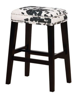 Walt Black Cow Print Bar Stool Home