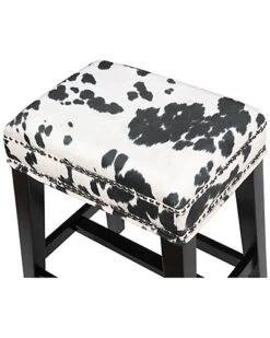 Walt Black Cow Print Bar Stool Home -Linon 3050634880 RLLD 3