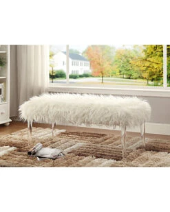 Rylee Faux Fur Acrylic Leg Bench Home