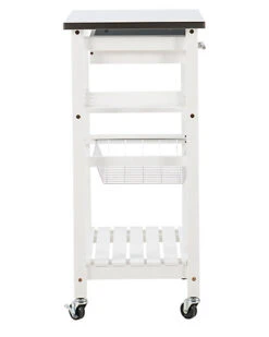 Clarke White Kitchen Cart Home -Linon 3050739500 RLLD 3