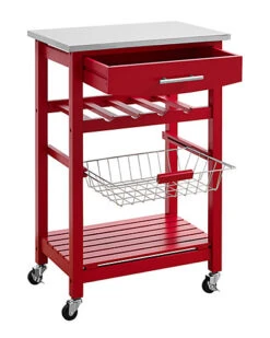 Clarke Red Kitchen Cart Home -Linon 3050979548 RLLD 3